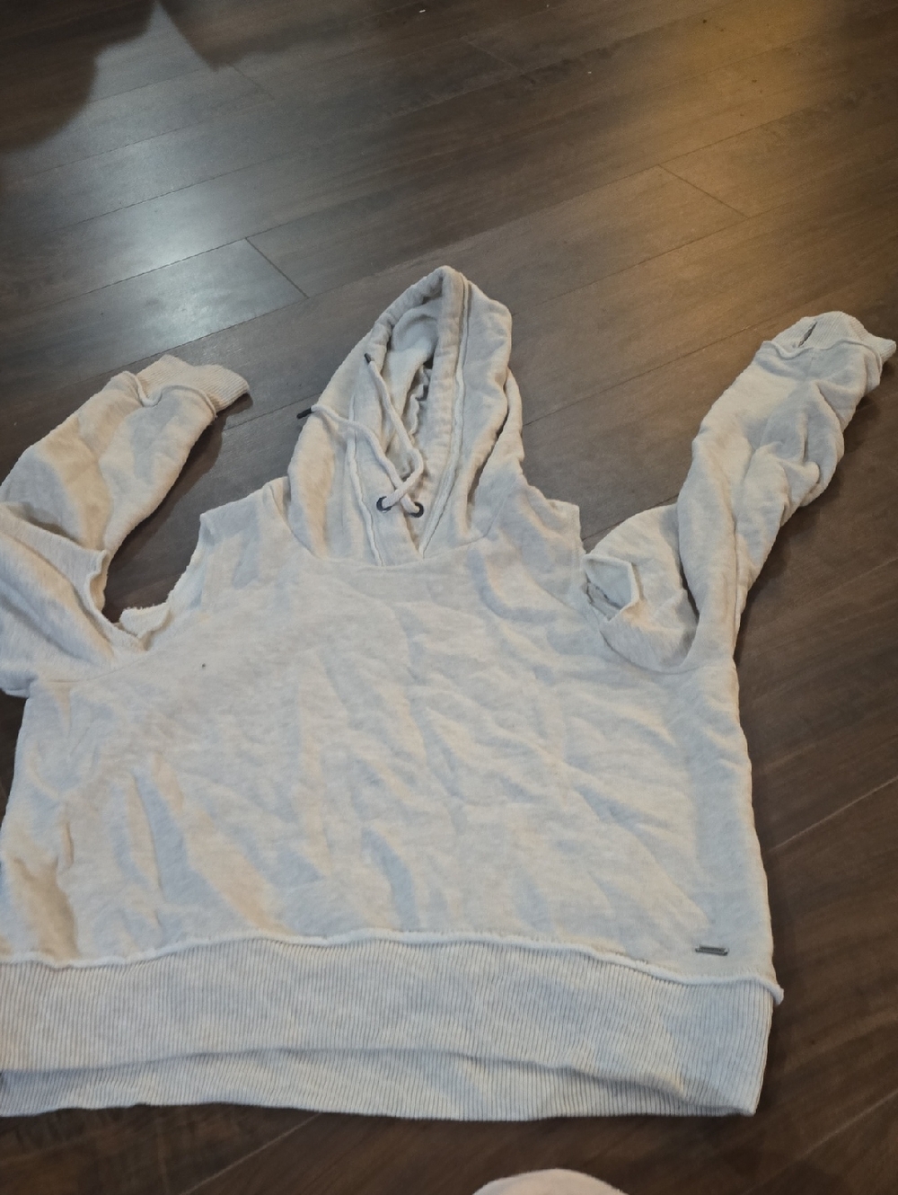 Hollister Light Gray Cold-Shoulder Hoodie